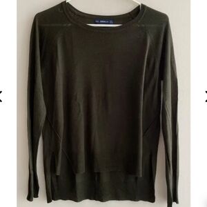 Zara Dark Olive Knit Sweater Size M